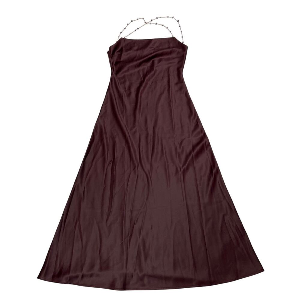 Rosebanks Womens Small Purple Beaded Strap Midi Dress Cocktail Party Prom Y2K